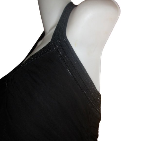 St John Evening Embellished Knit & Silk Long Black Pencil Flowy Bottom Dress 4 - Picture 3 of 10